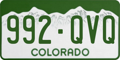 CO license plate 992QVQ