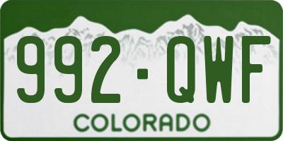 CO license plate 992QWF