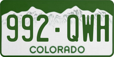 CO license plate 992QWH