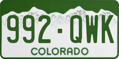 CO license plate 992QWK