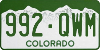 CO license plate 992QWM