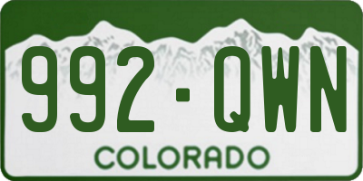 CO license plate 992QWN