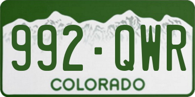 CO license plate 992QWR