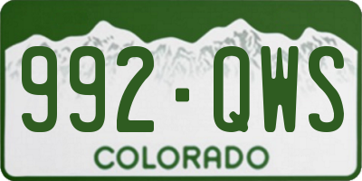 CO license plate 992QWS