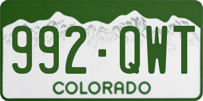 CO license plate 992QWT
