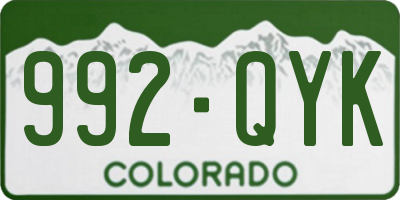 CO license plate 992QYK