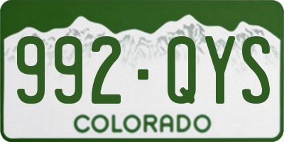 CO license plate 992QYS