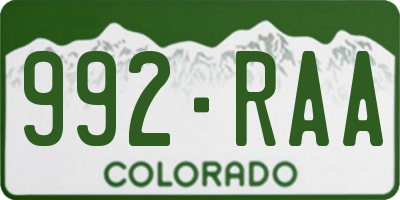 CO license plate 992RAA