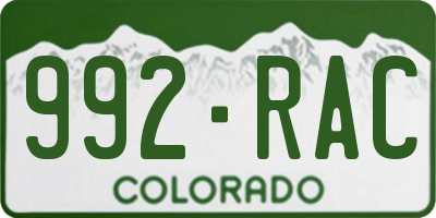CO license plate 992RAC