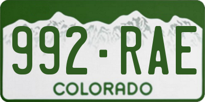 CO license plate 992RAE