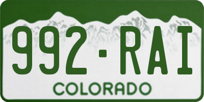 CO license plate 992RAI
