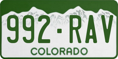 CO license plate 992RAV