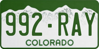 CO license plate 992RAY