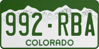 CO license plate 992RBA