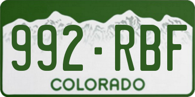 CO license plate 992RBF
