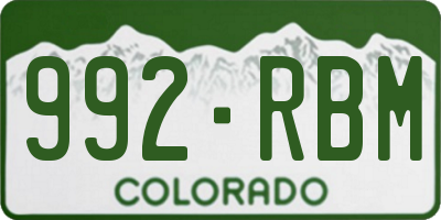 CO license plate 992RBM