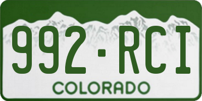 CO license plate 992RCI