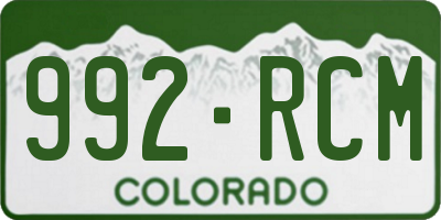 CO license plate 992RCM