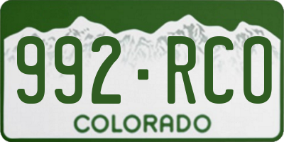 CO license plate 992RCO