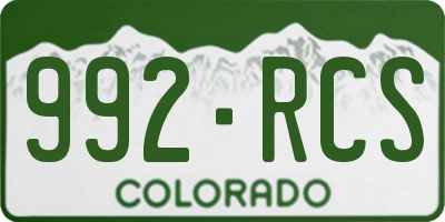 CO license plate 992RCS