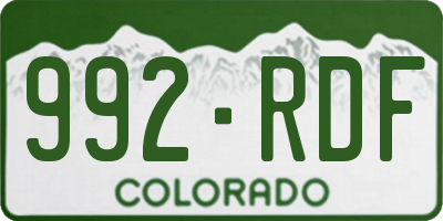 CO license plate 992RDF