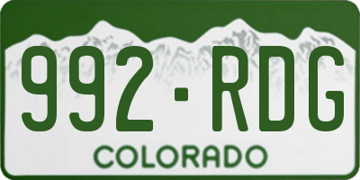 CO license plate 992RDG