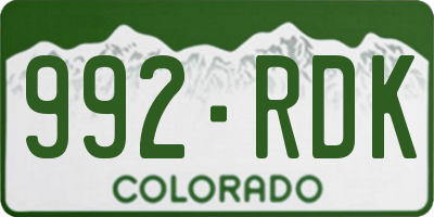 CO license plate 992RDK