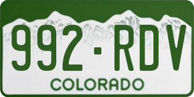 CO license plate 992RDV