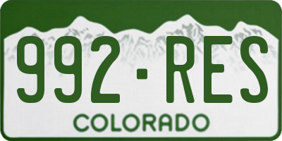 CO license plate 992RES