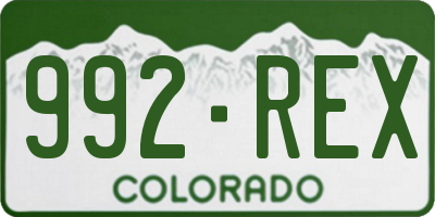 CO license plate 992REX
