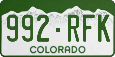CO license plate 992RFK