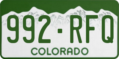 CO license plate 992RFQ