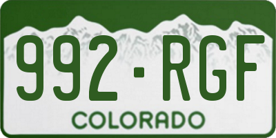 CO license plate 992RGF