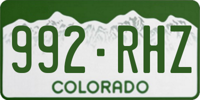 CO license plate 992RHZ