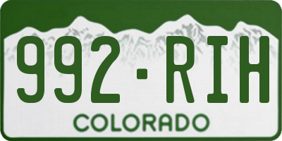 CO license plate 992RIH