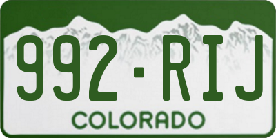 CO license plate 992RIJ