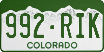CO license plate 992RIK
