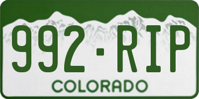 CO license plate 992RIP