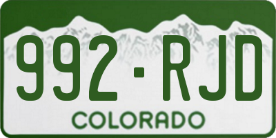 CO license plate 992RJD