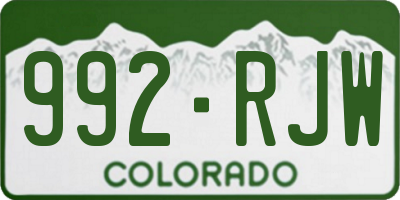 CO license plate 992RJW