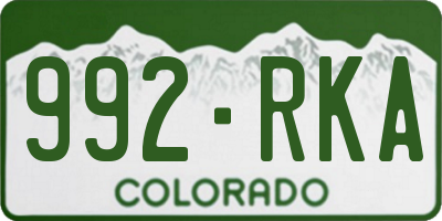 CO license plate 992RKA