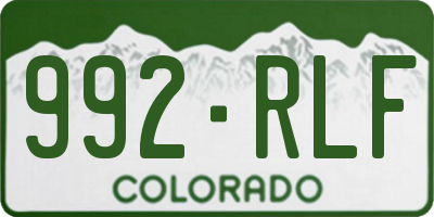 CO license plate 992RLF