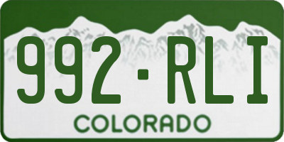 CO license plate 992RLI