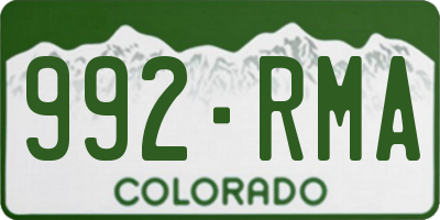 CO license plate 992RMA