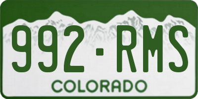CO license plate 992RMS