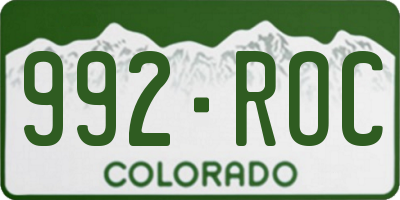 CO license plate 992ROC