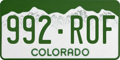 CO license plate 992ROF
