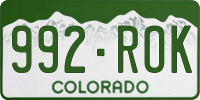 CO license plate 992ROK