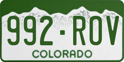 CO license plate 992ROV