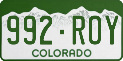 CO license plate 992ROY
